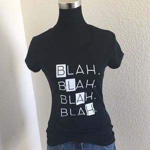 Wound Up Blah Blah Crewneck Top Shirt Petite Size